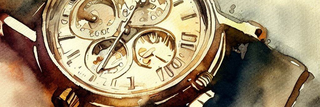 a watercolor painting of a wristwatch